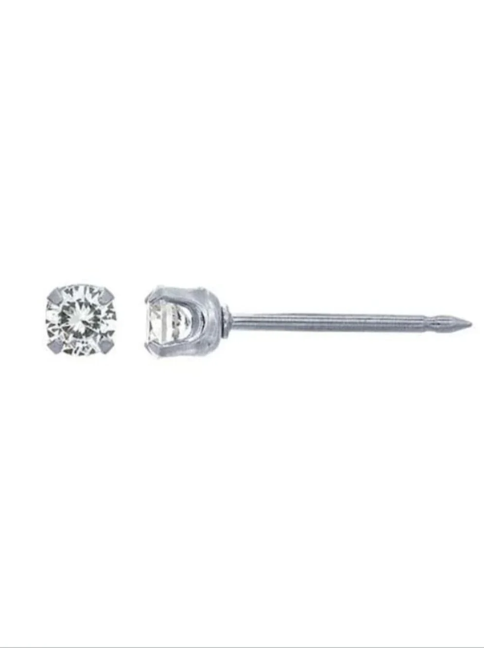 Inverness 14 Karat White Gold 3mm Cubic Zirconia Stud Earrings NIB